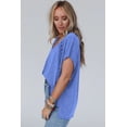 thumbnail image 4 of Ushdele Chic V-Neck Crochet Oversized Tee - Bat Sleeve Summer Must-Have, 4 of 8
