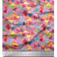 thumbnail image 1 of Soimoi Rayon Crepe Fabric Triangle Geometric Decor Fabric Printed Yard 46 Inch Wide, 1 of 3
