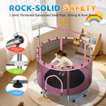 thumbnail image 3 of FEMCHIC 55" Kids Trampoline w/ Net, Trampoline for Kids Age 3-10, Indoor Outdoor Adjustable Small Trampoline for Toddler w/ Swing and Basketball Hoop 400LBS, Pink, 3 of 10