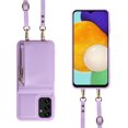 thumbnail image 3 of Nalacover RFID Blocking Wallet Case for Samsung Galaxy A13 4G, Shockproof PU Leather Magnetic Button Zipper Purse Card Slots & Kickstand Crossbody Phone Case with Shoulder & Wrist Strap,Purple, 3 of 12