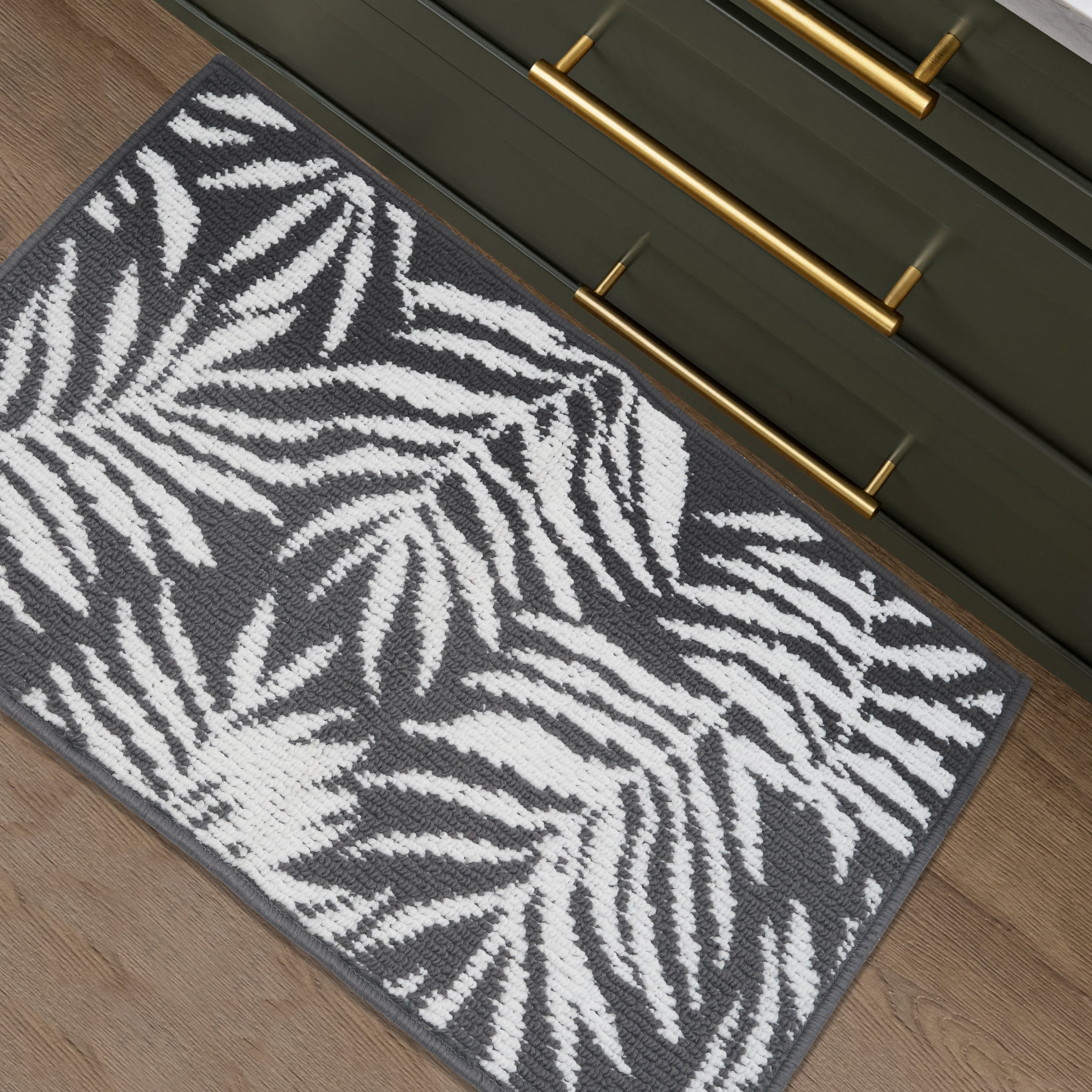 (2 pack) Mainstays Jacquard High Low Loop Kitchen Mat 18"x 27" Gray & Arctic White