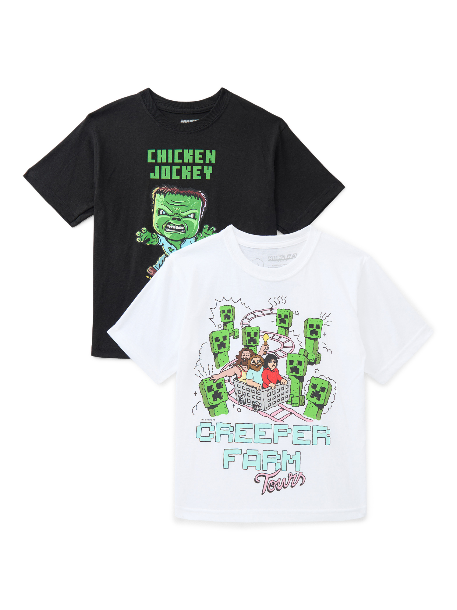 Minecraft Boys Cotton Graphic Tee with Short Sleeves, 2-Pack, Sizes XS-XXL