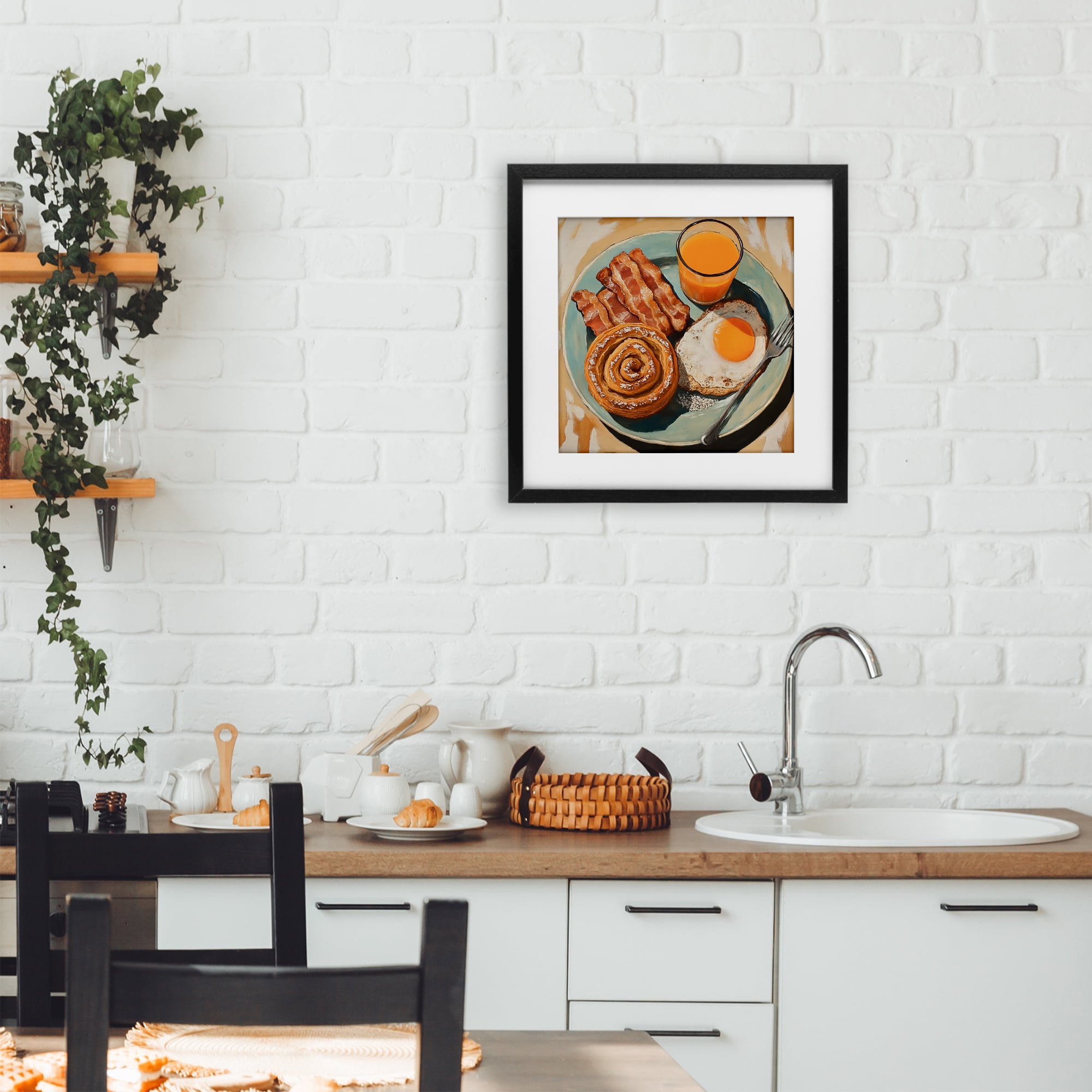 Stupell Industries Cinnamon Roll Breakfast Black Framed Print Under Glass, design by Tina LeCour