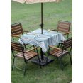 thumbnail image 4 of Outdoor Tablecloth with Umbrella Hole for Patio/Picnic/Party/Camping, Blue Striped Waterproof Table Cloth Square Cover Washable, Modern Simple Abstract Waves Stripes (54"x 54"), 4 of 9