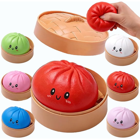 4Inch Giant Dumpling Squishy, Anxiety Relief Fidget, Jumbo Dumpling Stress Ball, Rainbow Mystery Squishy Bun