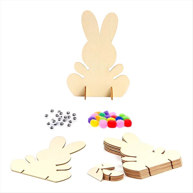 DecoracióN de Conejito de Pascua, Artes y Manualidades para NiñOs, DecoracióN de Fiesta de Conejo de Madera de Pascua, Accesorios de Madera Sin Terminar DIY 3D