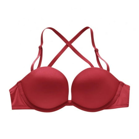 

Pretty Comy Women Underwire Bra Push-Up Smoothing T-Shirt Bra Convertible Strap Lightly Lined Demi Bra for A B Cup Young Girls