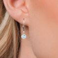 thumbnail image 3 of Gem Stone King 925 Silver and 10K Yellow Gold Sky Blue Aquamarine Dangle Earrings for Women | 1.00 Cttw | Gemstone March Birthstone | Round 5MM, 3 of 6
