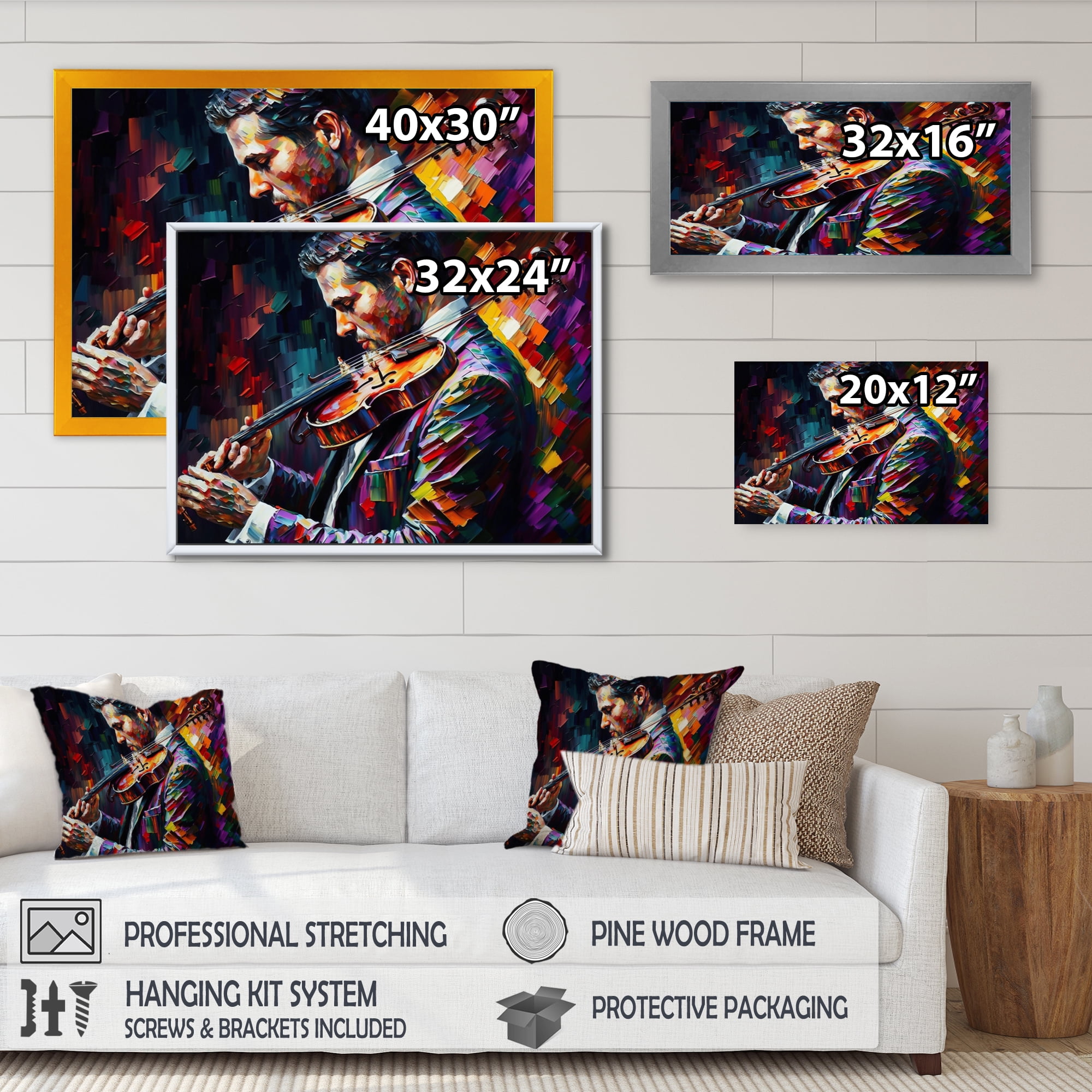 Designart Violin Player II Canvas Wall Art