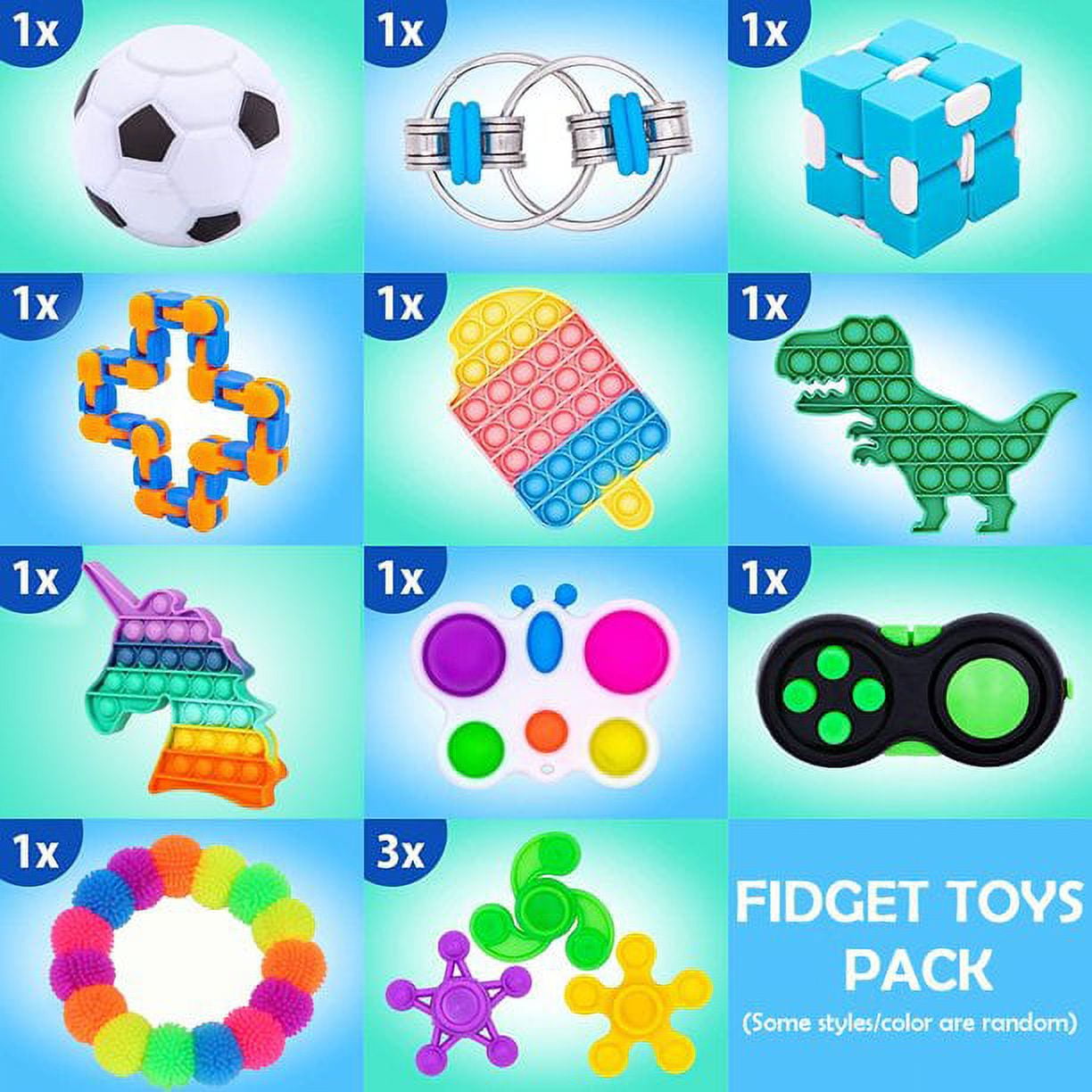 50 Piece Fidget Toys Pack Party Favors Gifts for Kids Adults, Sensory Toy Classroom Prizes Autistic Children Pop Its Bulk Fidgets Stocking Stuffers