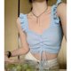 thumbnail image 1 of VISgogo, camisetas sin mangas de punto para mujer, chaleco sin espalda con decoración de volantes y lazo frontal de Color sólido, camisetas cortas simples informales VISgogo moda, 1 of 2