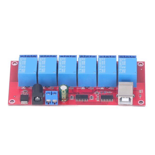 6 Canaux Module de Relais de Contrôle Module de Relais USB On Off 6 Façons Module de Commutateur de Relais Développement de Systèmes Embarqués Entraînement Réglable Carte Relais USB Libre