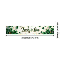 Lucky in Love St Patrick's Day Green Shamrock Design Backdrop Wedding Decor Event Party Banner Background Valentine's Day
