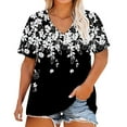 thumbnail image 2 of Black Womens Blouses Plus Size V Neck T Shirts Women Short Sleeve Tops Casual Summer Tshirts Loose Fit Tee Ladies Tops and Blouses, 2 of 4