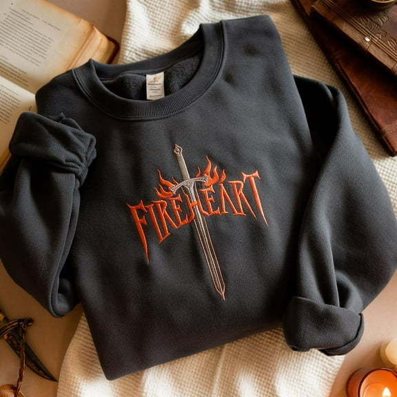 Vintage Fire-heart Embroidered Sweatshirt, SJM Embroidered Merch, Throne of Glass Shirt, To Whatever End Shirt, You Do not Yield Sweatshirt