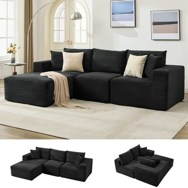 Kojooin 108" Modular Sectional Sofa - L Shaped Boneless Cloud Couch with 67.5" Chaise, Reversible L/R Facing, No Assembly Required