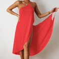 thumbnail image 4 of Ladies Sling Midi Dress Asymmetric Solid Color Slim Fit Backless Vacation Outfit, 4 of 9