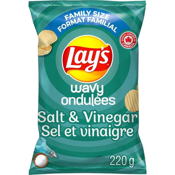 Wavy Lay's Salt & Vinegar flavoured potato chips, 220g Walmart.ca