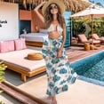 thumbnail image 3 of Yuyamidu Blue Flower Sarong Swimsuit Coverup for Women Chiffon Wraps Beach Cover Up Breathable Beach Coverups Skirt Semi-Sheer Swimwear Bikini Wrap, 3 of 7