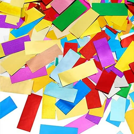 Christmas Rectangle Metallic Confetti Multicolor Foil Sprinkles Table Confetti for Thanksgiving Xmas Baby Shower Clubs Weddings Birthday Celebrations Fiesta Party Decor, 0.79 x 1.97 Inch