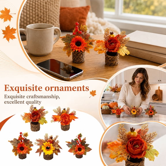 Fall Flowers Artificial for Decoration with Sunflower and Maple Leaves, Sunflower Table Decor for Farmhouse Fall Mantel, 1 Piece