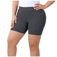 thumbnail image 2 of Women's Elastic Waist Ribbed Yoga Workout Shorts Athletic Leggings Slim Fit Breathable Shorts Gray 2XL, 2 of 6