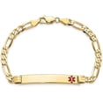 thumbnail image 3 of Solid 14K Yellow Gold Medical Red Enamel Figaro ID Bracelet - 8" - 7.8gm, 3 of 6