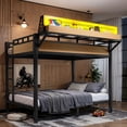 thumbnail image 4 of Leumius Full over Full Size Metal Bunk Bed with Storage Shelves and Pegboard, Bunk Bed Frame with USB Ports and LED Lights, Space-Saving for Teens and Adults Natural, 4 of 9