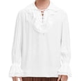 thumbnail image 6 of Caqnni Mens Shirt Long Sleeve Tops Lace Up Lape 2024 Drama Stage Blouses Tops Vintage Performances Clothing Shirts Prince's Shirt Role-Playing (White,XL), 6 of 6