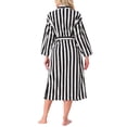 thumbnail image 3 of INSPIRE CHIC Womens Bath Robe Fleece Fluffy Terry Long Sleeve Belt Full Length Striped Plush Shaggy with Pockets Spa Shower XL Black, 3 of 5