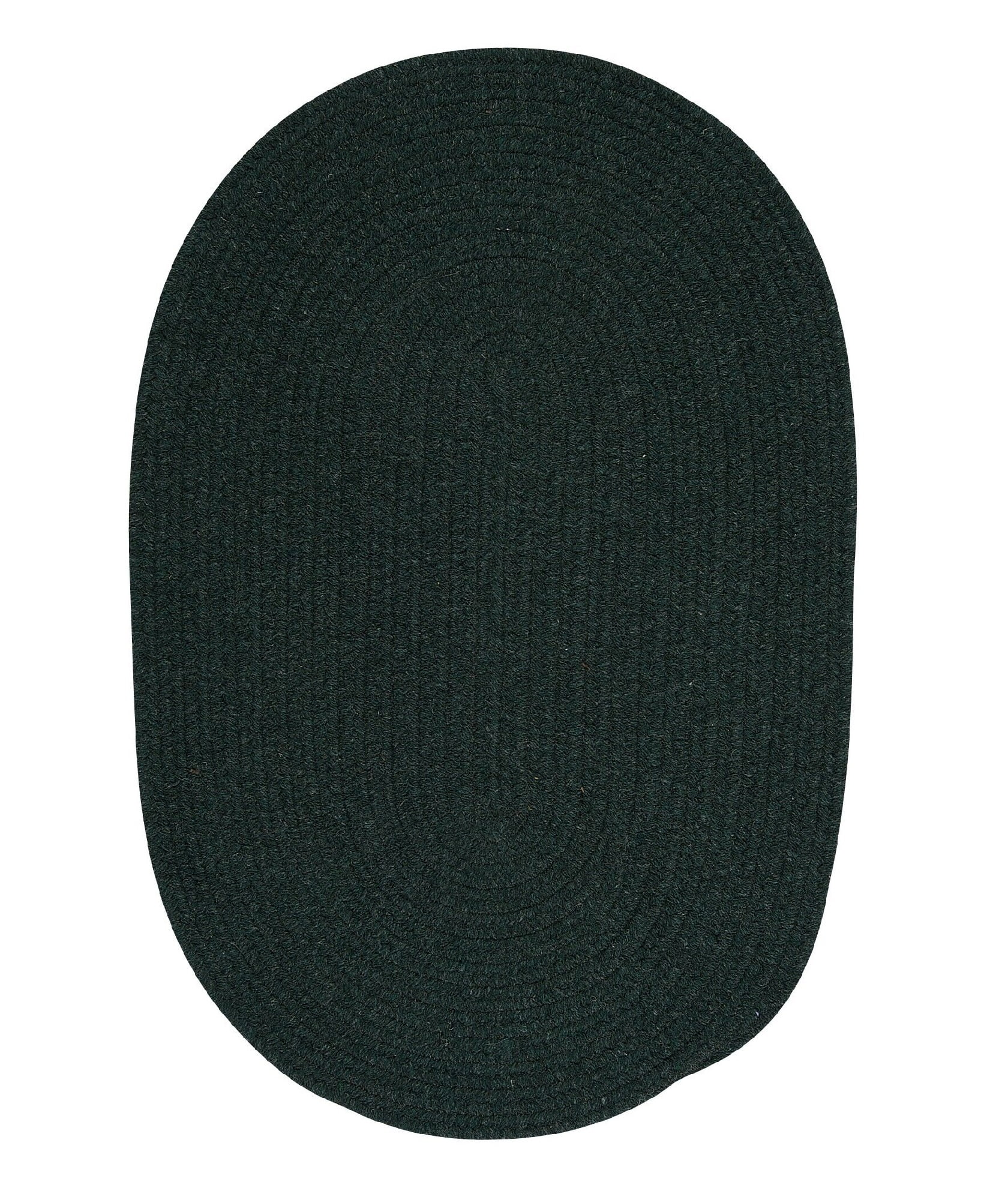 9' x 12' Dark Green Oval Handmade Braided Throw Rug