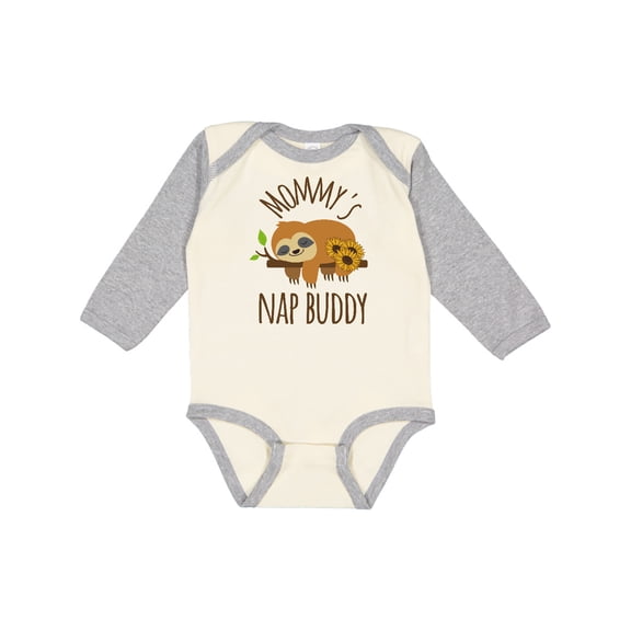 Inktastic Mommys Nap Buddy Sloth Boys or Girls Long Sleeve Baby Bodysuit