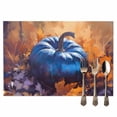 thumbnail image 2 of Fall Blue Placemats Set of 12 Pumpkin Retro Oil Painting Style Maple Leaves Heat Insulated Linen Place Mats, Washable Stain-Proof Table Mats for Dining Tables Holiday Decor 13x19inch, 2 of 9