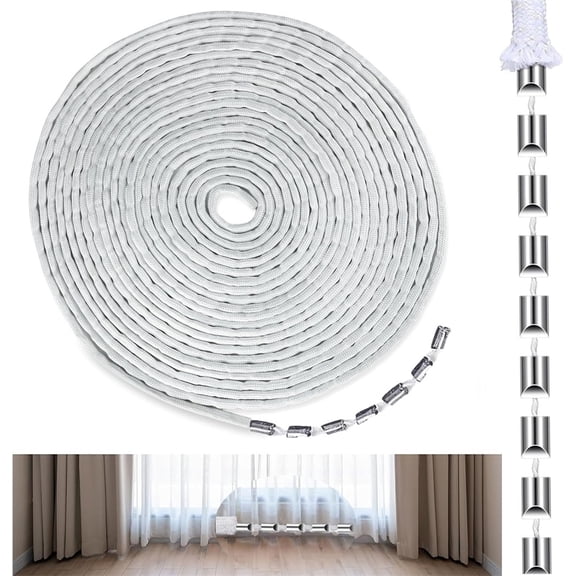 NOGIS 16.4 ft Curtain Weighted Tape, Iron Weighted Drapery Tape, Heavy Drapery Weights for Indoor Outdoor, White Weighted Rope for Curtain, DIY Length Curtain Accessories