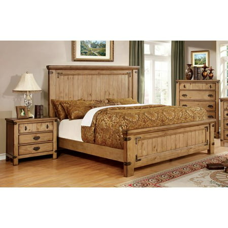 furniture of america moira i country style 2-piece weathered elm