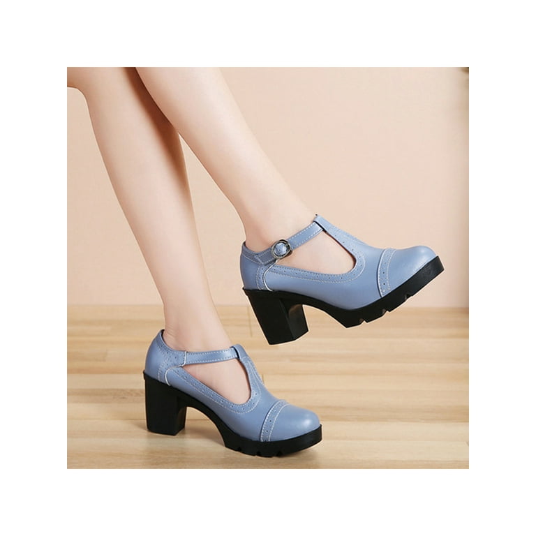 Brogue hot sale block heel