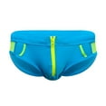 thumbnail image 3 of FcBaudy Men's Low Waist Solid Color High Vent Zipper Swimming Trunks Underpants Men Pants, 3 of 9