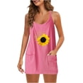 thumbnail image 1 of Womens Summer Sleeveless Mini Dress V Neck Spaghetti Strap Sundress Athletic Short Dress with Pockets, 1 of 5