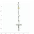 thumbnail image 3 of 925 Sterling Silver Polished Rosary Tri-color Beads Necklace, 3 of 7