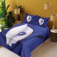 thumbnail image 4 of Ambesonne Exotic Fitted & Top Sheet Set with Shams, Shell with Pearl Ocean, Blue White, 4 of 8