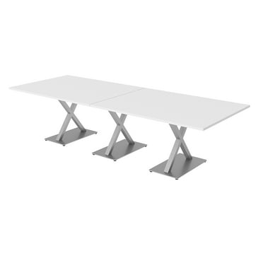 10X4 Modular Rectangular Conference Table With X Bases Power Modules