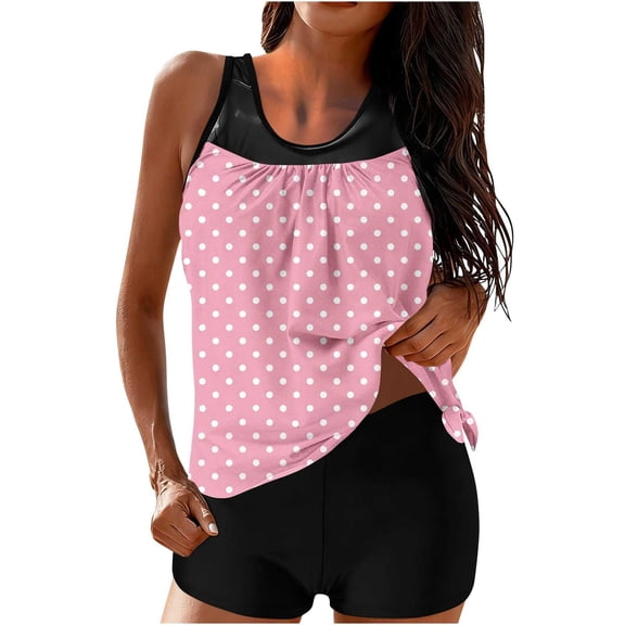 BRGZLK Tankini Swimsuits For Women Modest Vacation Boho Printed 2 Piece Bathing Suits Swimwear with Shorts Beach