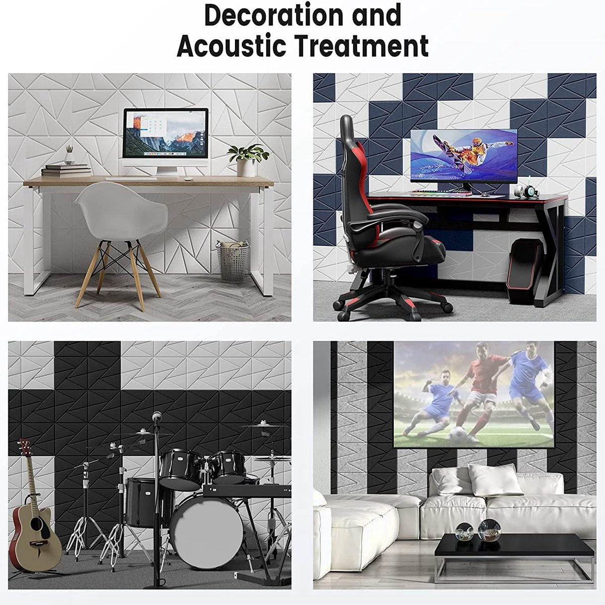12Pack Acoustic Panels with Self-Adhesive, 12X 12X 0.4Inch Sound Proof Foam Panels,Sound Panels High Density, Black