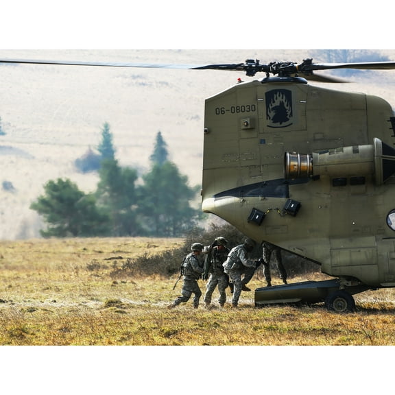Military USA Army Soldiers CH-47 Chinook Helicopter Photo Extra Large XL Wall Art Poster Print