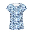 thumbnail image 5 of Staron Women's Casual Printed Button-Up Shirt Short Sleeve Round Neck Tops Fashion Spring Summer Blouse, Blue L, 5 of 7