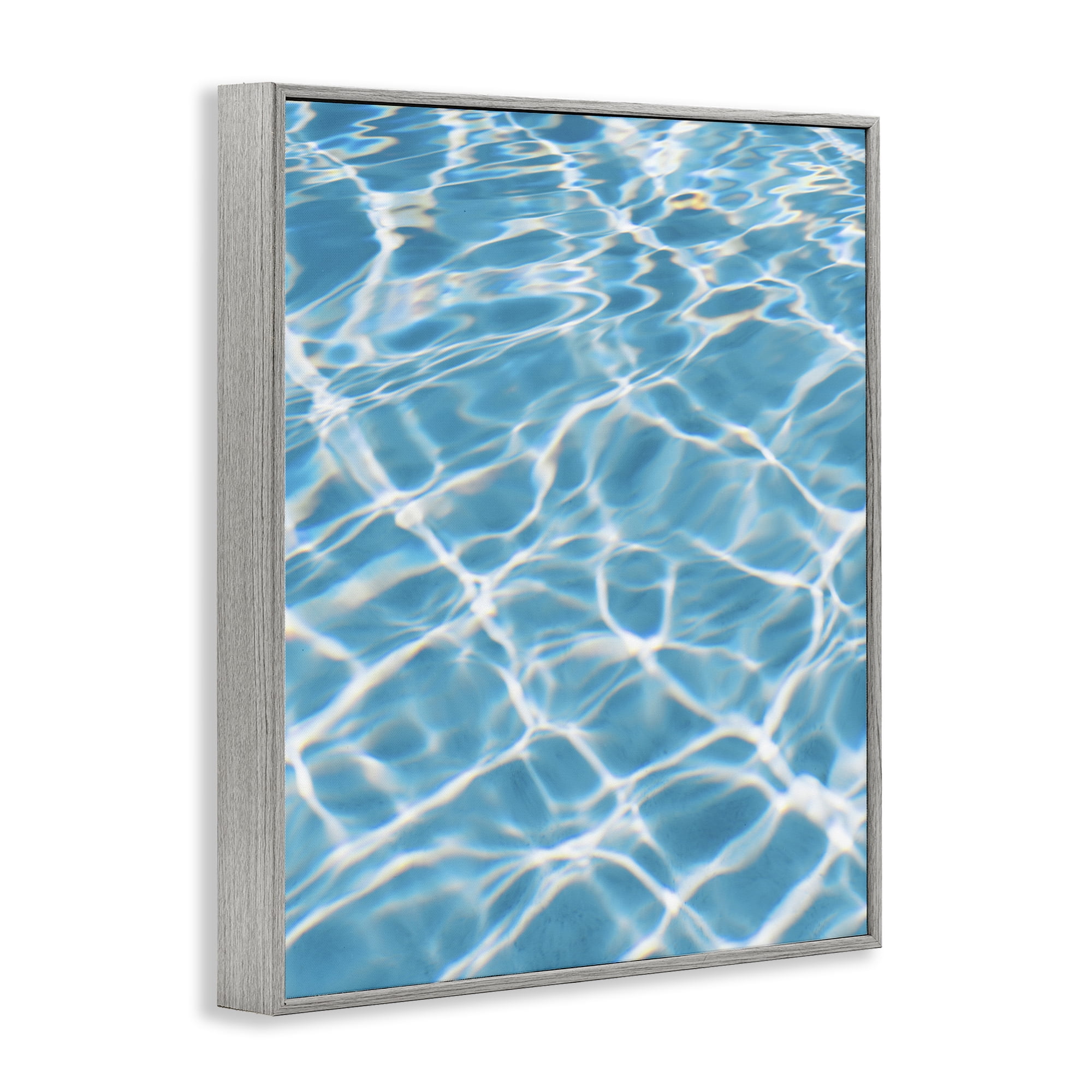 Stupell Industries Summer Water Reflection Abstract Painting Gray Framed Art Print Wall Art, 16 x 20