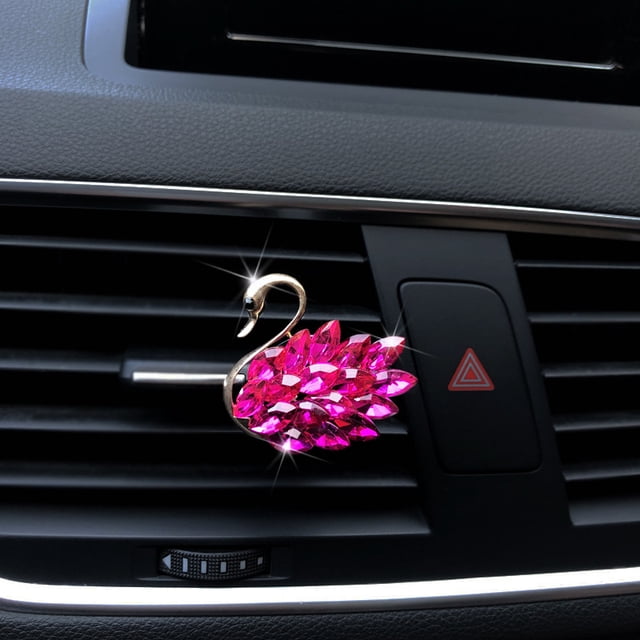 Clip de perfume para salida de aire del coche con forma de cisne exquisito con diamantes de imitación, decoración para aire acondicionado fresco y aromaterapia