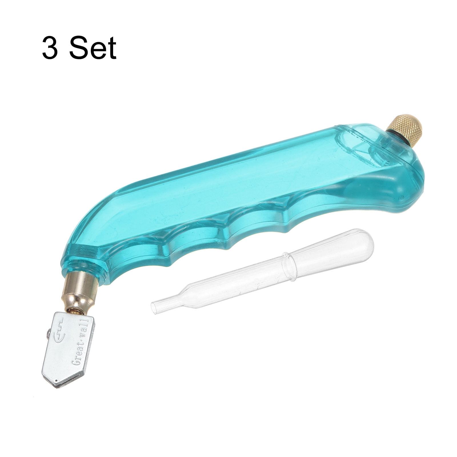 3Pcs Glass Cutter Pistol Grip 6mm-12mm Oil Feed Stained Glass Cutters Tool with Oil Reservoir for Mirrors Blue