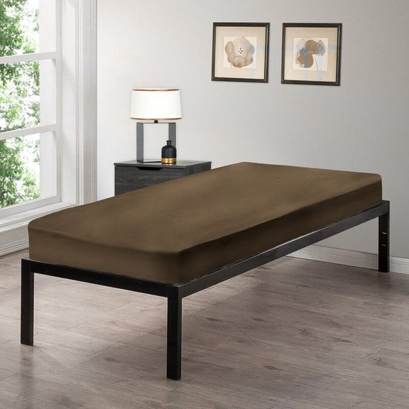 Gilbin College dorm extra-long twin cotton sheet, Ultra Soft Twin XL Fitted Sheet, Soft Wrinkle Free Sheet, - Brown