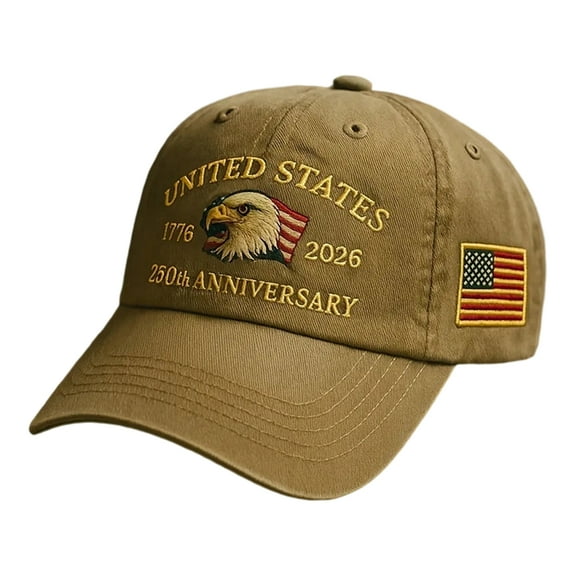 United States 250th Anniversary Hat, Adjustable Cotton Printed Patriotic Baseball Cap for Men Women Anniversary Commemorative